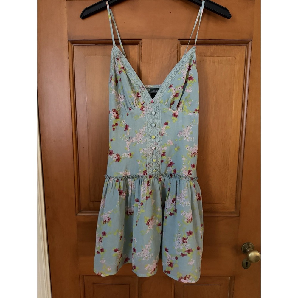 Women's Wild Fable Green Floral Drop Waist Linguire Mini Slip Dress Size XXS NWT